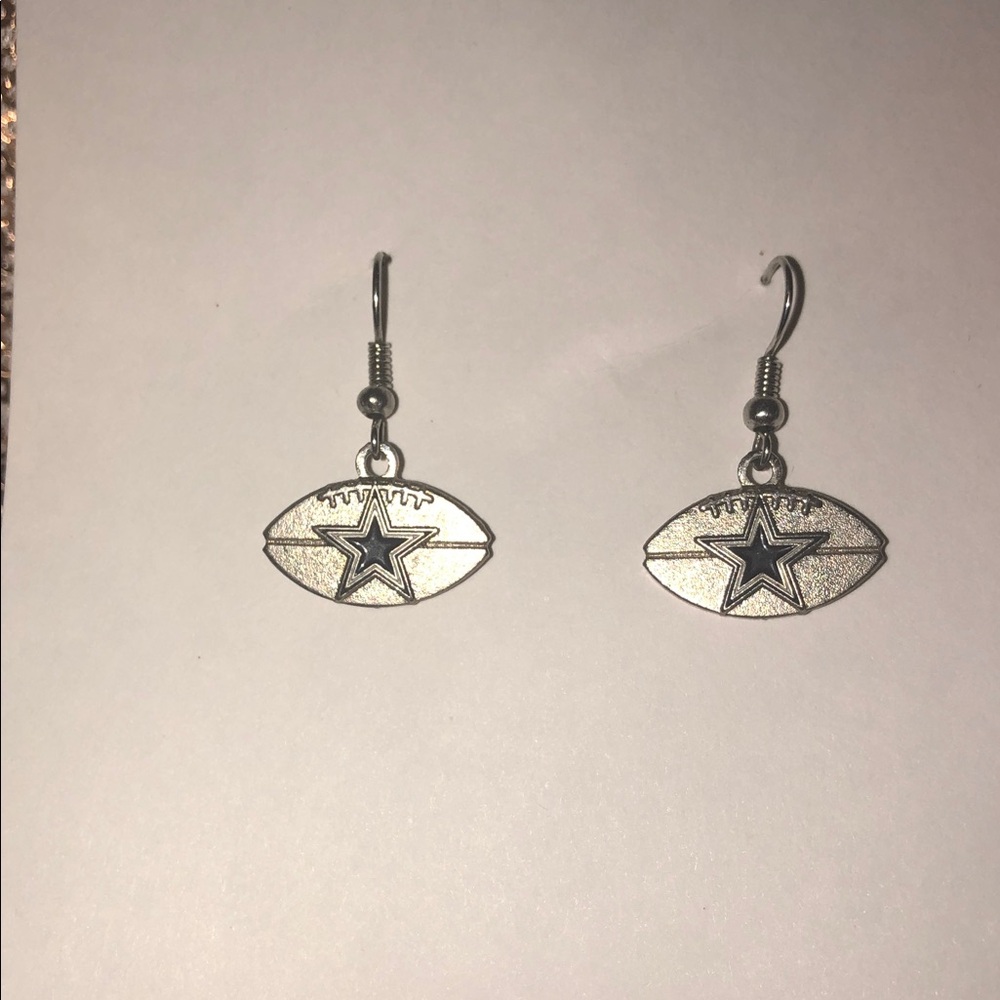 Dallas Cowboys Silver Star Football Earrings